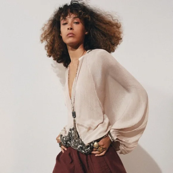 Zara NWT beaded sash blouse 6521/285 - Picture 2 of 12